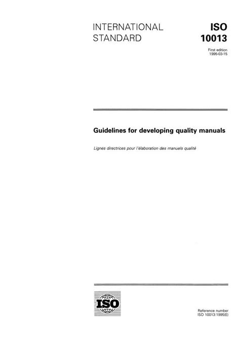 Iso 10013 guidelines for developing quality manuals. - Devenir des individus et investissement au travail.
