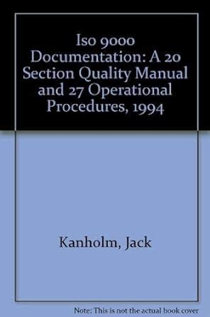 Iso 9000 documentation a 20 section quality manual and 27 operational procedures 1994. - Sony str w777 manuale di servizio.
