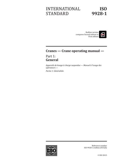 Iso 9928 11990 cranes crane driving manual part 1 general. - Respironics millennium oxygen concentrator service manual.