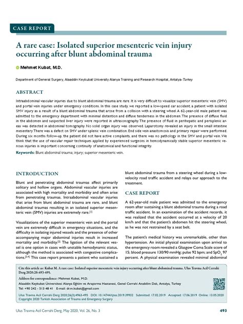 Isolated superior mesenteric vein injury from blunt abdominal …