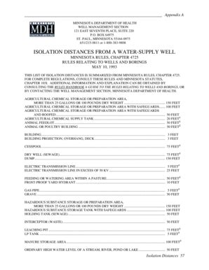 Isolation Distances From a Water-Supply Well - Minnesota