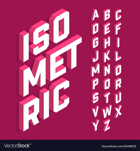 Isometric 3d font threedimensional alphabet Vector Image