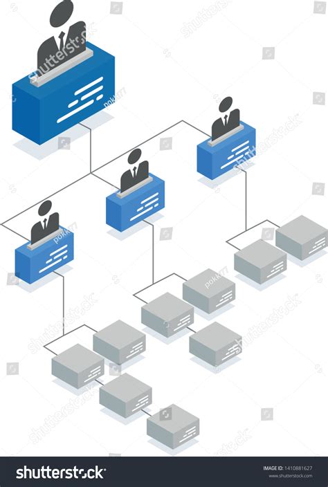 Isometric Organization Chart Template with Colorful 3D Cubes and Place
