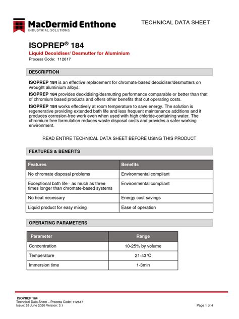 Isoprep 44 Data Sheet