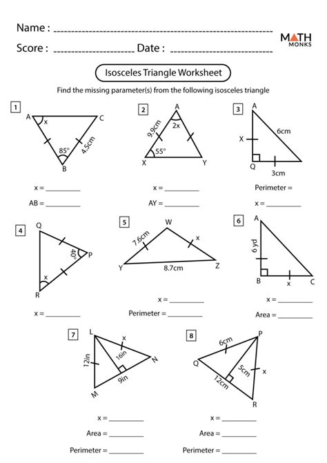 Isosceles And Equilateral Triangle Worksheet Answer Key Printable