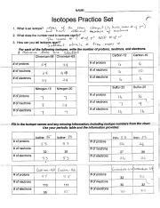 Isotopes Practice Set Answer Key