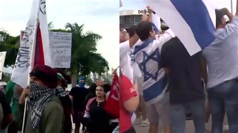 Israel, Palestine supporters hold dual rallies in Fort Lauderdale in wake of Hamas attack