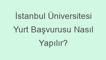 Istanbul universitesi yurt basvurusu
