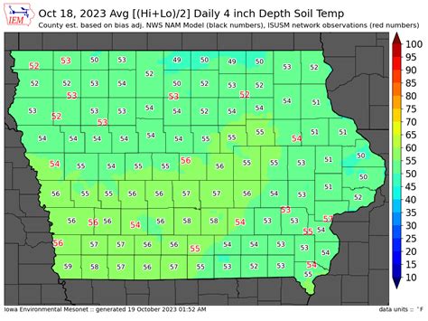 Isu ground temperature. Historically, the soil temperatures at the 4-inch depth cool below 50° F in the northern third of the state the first week of November. For central and southern Iowa, soil … 