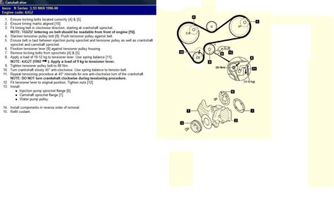 Isuzu 4jg2 engine timing marks.  Proper alignment of these timing marks ensures that t...