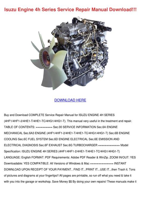 Isuzu engine 4h series service repair manual. - 2012 mud pro 700 owners manual.