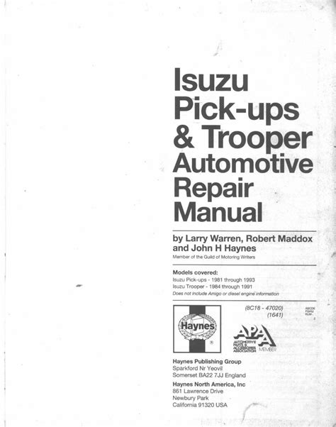 Isuzu pick ups 1981 1993 workshop service manual. - Living and working in ireland a survival handbook living working.