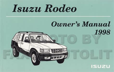 Isuzu rodeo 1998 2004 repair service manual. - Fiat croma 2 4 jtd handbuch.