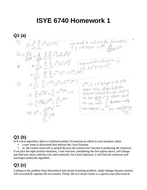 Isye 6740 homework 1. View homework1.pdf from ISYE 6501 at Georgia Institute Of Technology. ISYE 6740 Fall 2021 Homework 1 (100 points + 2 bonus points) 1 Conception questions [30 points] Please provide a brief answer to 