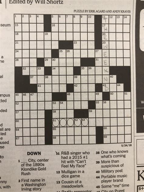 Crossword puzzles are a great way to pass the time, ex