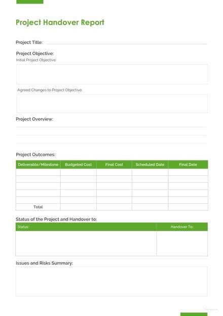 It Project Handover Document Template PDF Template