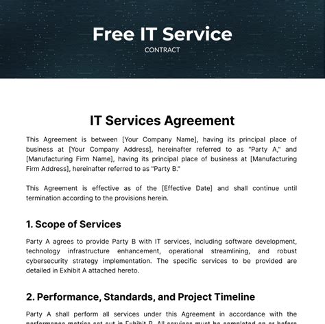 It Service Contract Template Latter Example Template