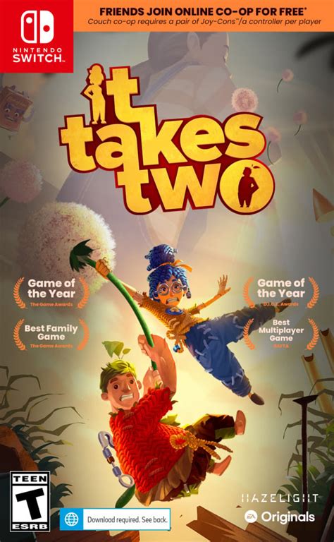 It takes two switch. Trapped in a fantastical world where the unpredictable hides around every corner, they must work together to reunite with their beloved daughter Rose. Master unique and connected character abilities in every new level. Help each other across an abundance of unexpected obstacles and laugh-out-loud moments. Kick gangster squirrels’ furry tails ... 