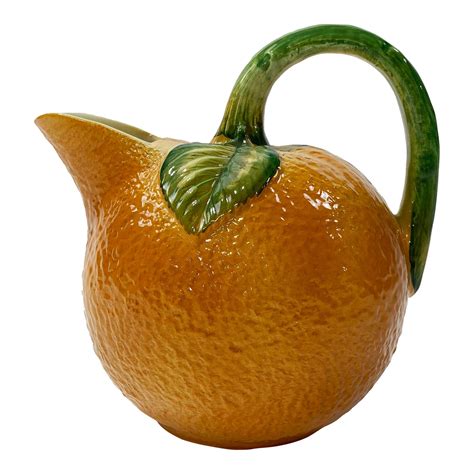 Italian Orange Ceramic Pitcher Chairish