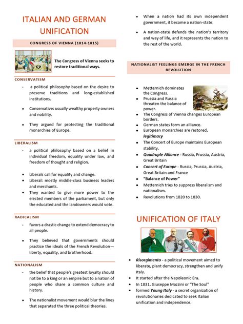 Italian Unification Document Packet Answers