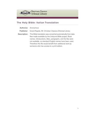 Italian bible.  Book names, Description: introductions, titles, paragraphs,...