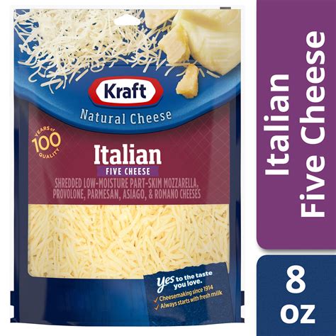 Italian blend cheese. Details. Per 1/4 Cup: 100 calories; 4.5 g sat fat (23% DV); 230 mg sodium (10% DV); 0 g total sugars. rBST free (No significant difference has been shown ... 
