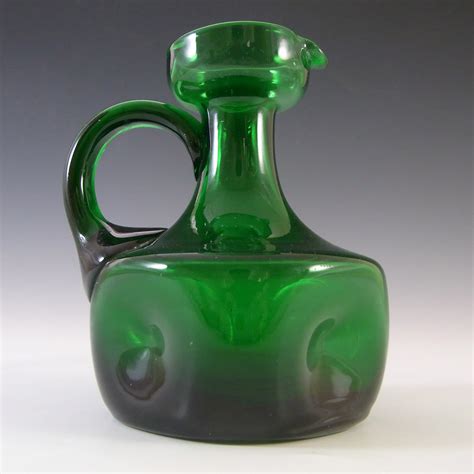 Italian green pottery pitcher jug. Signed Made in Italy.