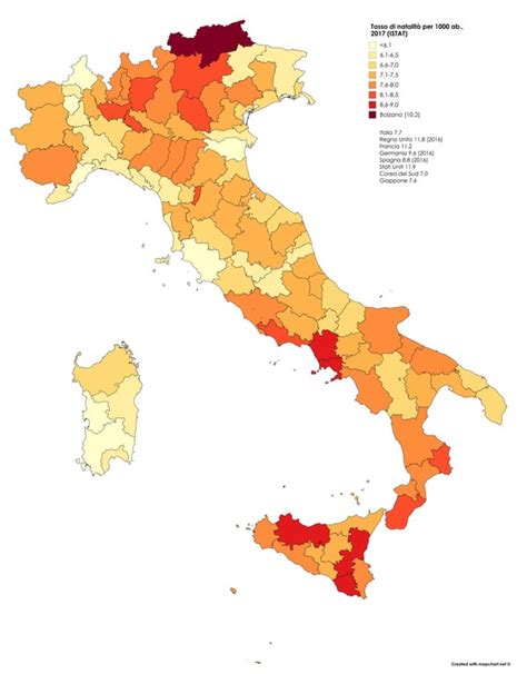 Italy: birth rate by region 2024 Statista