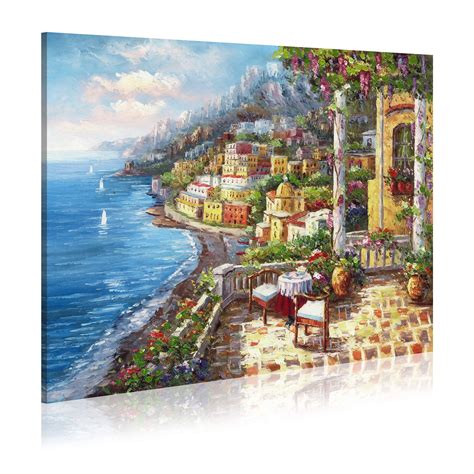 Italy Painting Oil Canvas Wall Art? Mediterranean Cityscape Artwork …