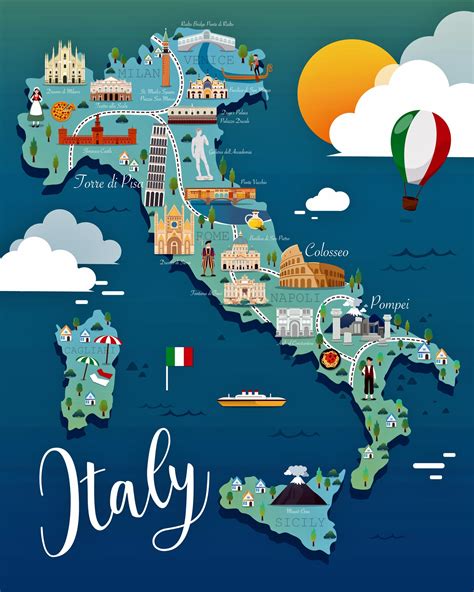 Italy tourist map. 