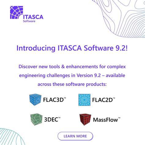 Itasca software.  Conquer complex geotechnical challenges Ontdek het uitgebreide aanbod...