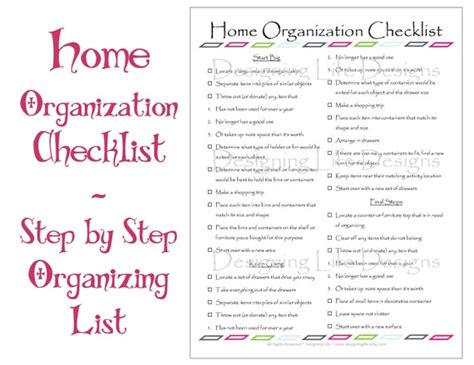 Items similar to Home Organization Checklist PDF Printable Basic