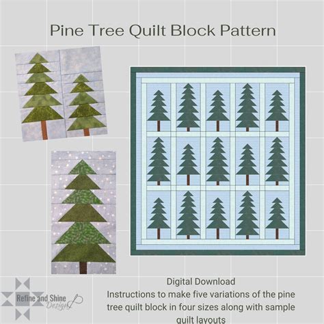 Items similar to Pine Tree Quilt Block Pattern, MultiSize PDF on Etsy