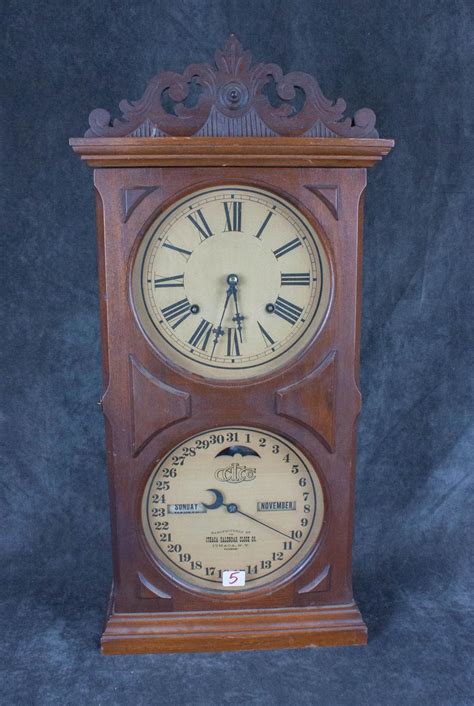 Ithaca Double Dial Calendar Clock 8 Library Model from cathysclocks on