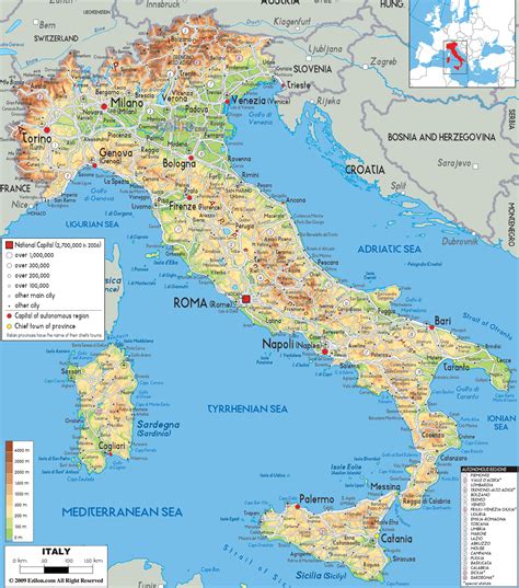 Itly mp. Map of Italian Islands. This is a list of islands of Italy.There are over 400 islands in Italy, including islands in the Mediterranean Sea (including the marginal seas: Adriatic Sea, Ionian Sea, Libyan Sea, Ligurian Sea, Sea of Sardinia, Tyrrhenian Sea, and inland islands in lakes and rivers.The largest island is Sicily with an area of 25,711 km 2 (9,927 sq mi). 