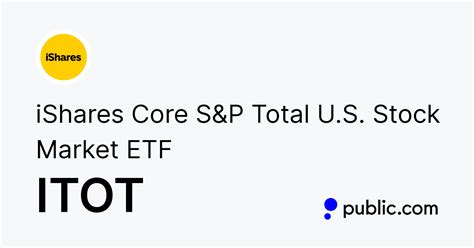Find the latest iShares Core S&P Total U.S. Stock Market ETF (ITOT) stock quote, history, news and other vital information to help you with your stock trading and investing. . 