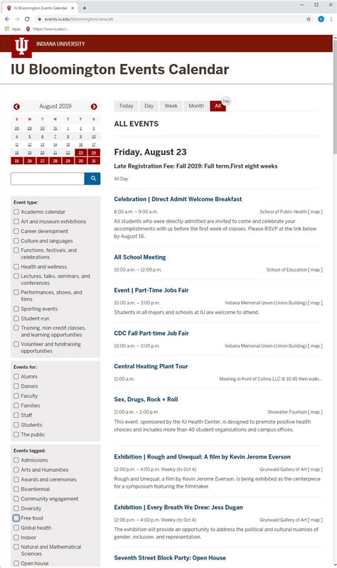 IU Bloomington Academic Calendar. Skip to event list. IU Only Events L
