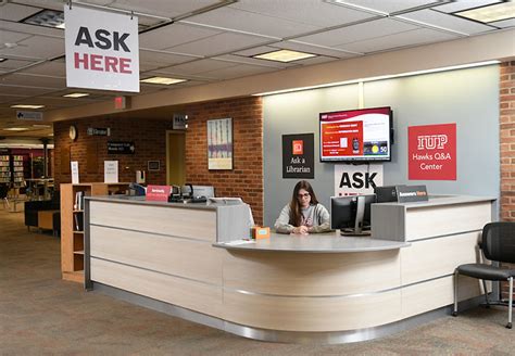 Iup library. The IUP Libraries newly launched Information Desk merges two important services: Ask a Librarian and Hawks Q&A.Located on the first floor of Stapleton Library, the Information Desk helps students and faculty get answers to questions about library research, library services, and any questions they might have about IUP. 