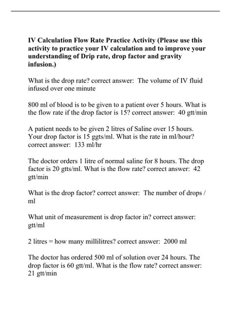 Iv flow rate practice problems with answers pdf.  After completing the module, studen...