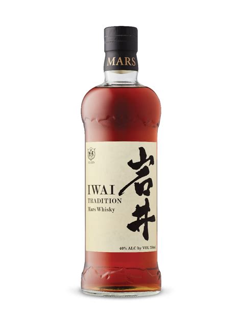 Iwai whiskey. Mars Iwai Tradition Japanese Whisky is soft and rounded, yet full bodied and mellow. The nose gives sweet honey, leading to a complex, peaty full bodied palate which gives sweet peat, orange marmalade, maple, burnt sugar cane, cedar and cigar. 