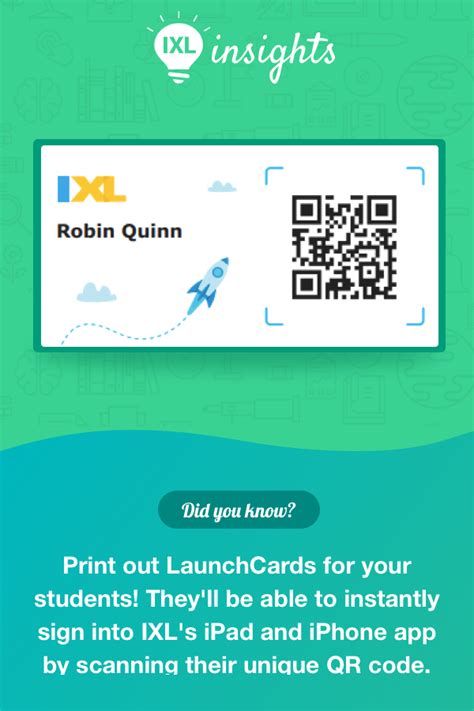 Sign in instantly with IXL LaunchCards.. 