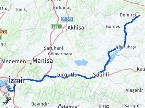 Izmir demirci arası kaç km