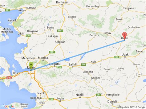 Izmir kütahya gediz arası kaç km
