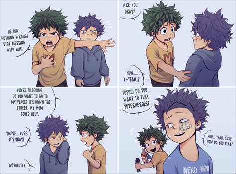 Izuku scrambled after his childhood friend. "You can't! This isn't─you're not─I can't─". Aizawa didn't waste time as he followed his students down the hall and staircase. Subsequently, all of 1-A chased after him. "Deku, he doesn't deserve your sympathy. Shut the fuck up." "Um, he's my dad!. 