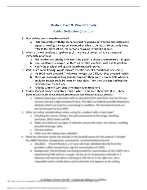 J Shuff Vincent Brody Reflection Questions.docx - NURS 2410...