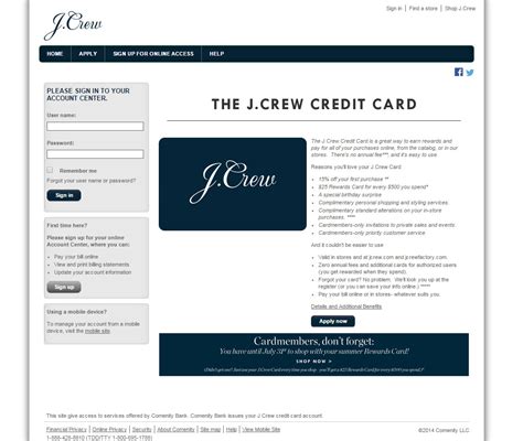 J crew credit card payment phone number. J.Crew Credit Card - Deep Link Sign In. Is your mobile carrier not listed? If your mobile carrier is not listed, we are currently unable to text you a unique ID code. Please call Customer Care at 1-855-835-8428 (TDD/TTY: 1-800-695-1788 ). 