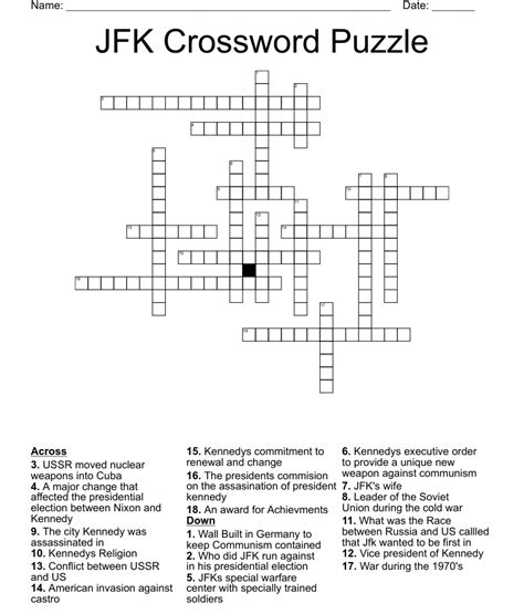 J in jfk crossword clue. J, F or K, in "JFK": Abbr. Crossword Clue We have got the solution for the J, F or K, in "JFK": Abbr. crossword clue right here. This particular clue, with just 4 letters, was most recently seen in the LA Times on March 22, 2021. And below are the possible answer from our database. Answer: INIT 