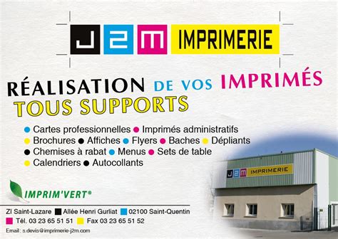 J2m Imprimerie - Saint-quentin 02100 (Aisne), Rue Henri Gurliat …