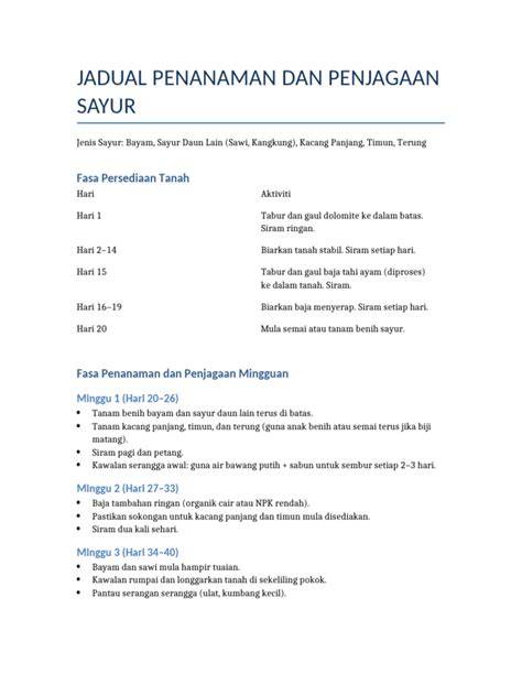 Jadual Penanaman Sayur | PDF - Scribd - raincitystudios.com