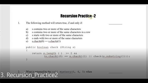JAVA Lesson 135 APCSA 3. Recursion Practice 2 YouTube